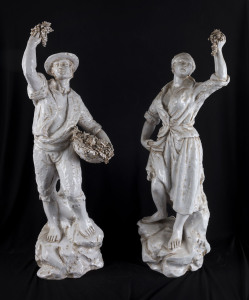 Two Italian pottery harvest figures, mid 20th century, 63cm high