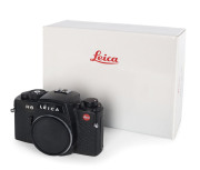 LEITZ: Leica R6 camera body [#1750149], 1988; in original Leica red-lined box, outer packaging and with Instructions & guarantee. Appears to be unsued.