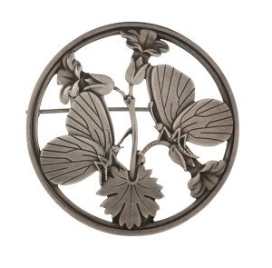 GEORG JENSEN Sterling silver brooch with butterflies and flowers, stamped "George Jensen sterling Denmark 283", 5.5cm diameter, 25 grams
