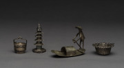 Four Chinese silver miniature ornaments, 20th century, ​the tallest 8cm high