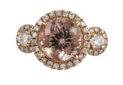 A MORGANITE AND DIAMOND LADIES COCKTAIL CLUSTER RING 18ct Rose gold set with 3.8ct morganite surrounded by brilliant cut diamonds, stamped "750, 18K" weight 5.8 grams