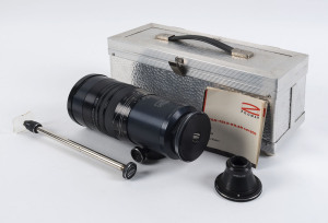 KILFITT: Zoomar Pan-Tele-Kilar 300mm f4 lens [#271-1105] with caps and instruction leaflet in aluminium case.