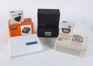 GOSSEN LIGHTMETERS and attachments comprising a Lunasix 3, as Sixticolor, two Sixtron Electronics, a Microsix-L, etc., mostly in maker's boxes.