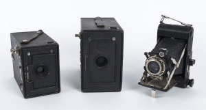 HOUGHTON: An Ensign-Selfix 20 self-erecting folding camera; a Box Ensign 2¼B and a Box Ensign 2½. (3 items).