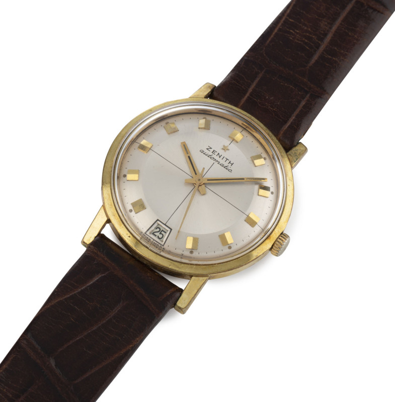 ZENITH Gent's automatic wristwatch with date window, baton numerals in gold capped case