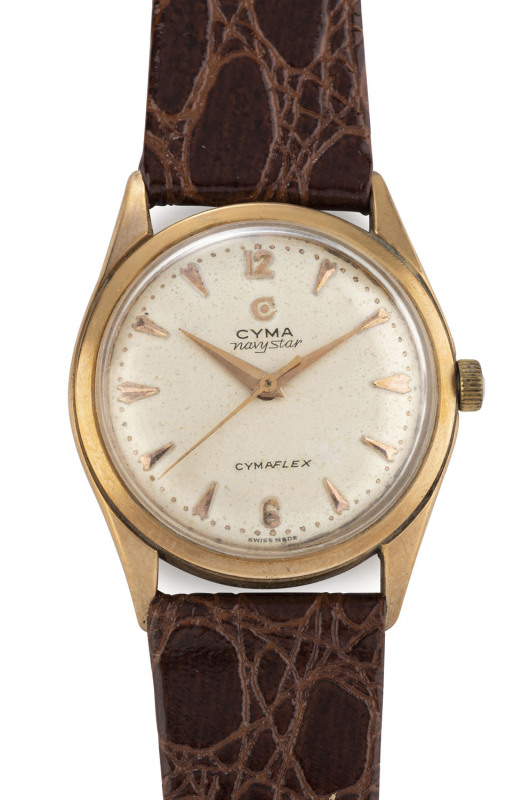 CYMA NAVY STAR Gent's automatic wristwatch in 9ct rose gold case, ​back engraved with person endorsement.