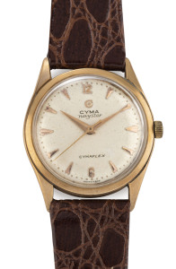 CYMA NAVY STAR Gent's automatic wristwatch in 9ct rose gold case, back engraved with person endorsement.