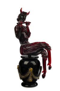 A Murano glass statue of Pan titled "Diavolo" by A. BARBARO, Italian, circa 2007, with original certificate, 59cm high