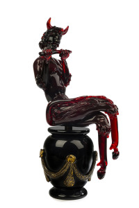 A Murano glass statue of Pan titled "Diavolo" by A. BARBARO, Italian, circa 2007, with original certificate, ​59cm high