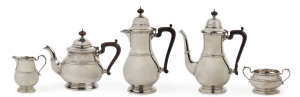 HARDY BROS. Five piece sterling silver tea service marked Hardy Bros. Birmingham, circa 1960, 28cm high, 2610 grams total