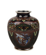 A Japanese cloisonne vase with silver wire, Meiji period, stamped on the base "CLOISONNE", ​9cm high - 2