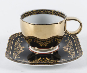 VERSACE "Medusa" pattern cup and saucer by Rosenthal, German, late 20th century, saucer 15cm across