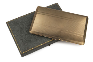 ASPREY 9ct Gold cigarette case, in original plush fitted box, near mint condition, 200 grams