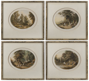 Set of four Le Blond & Co. London oval prints, 19th century, framed 27 x 29cm overal