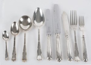 An English sterling silver cutlery service of 56 pieces (setting for 6) plus 2 servers by C.J. Vander of London, circa 1958, approximate silver weight 2000 grams