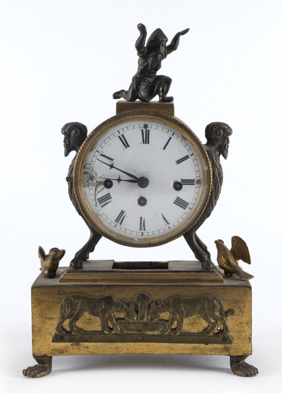 A French Empire ormolu mantle clock, 19th century, 24cm high