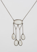 An Edwardian necklace, silver and moonstone