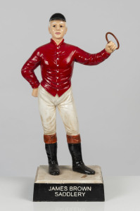 JAMES BROWN SADDLERY Red painted cast iron jockey hitching post, 20th century, 75cm high