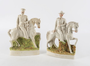 LORD KITCHENER and BADEN-POWELL Stoffordshire pottery figures on horseback, late 19th century, 31cm high