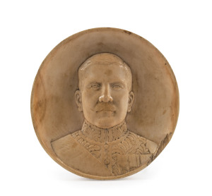 A Vice Regal portrait plaque, carved ivory, Indian, late 19th century, 11cm diameter