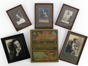 AUTOGRAPHED PHOTOGRAPHS: Oliver Peacock (dated 1913), Aga Lahoska, Camiall Urso (dated 1894), Apollo Granforte (dated 1928), Marie Hall, August Van Biene, R. Kennerley Rumford, and several others; all original signatures, all framed and glazed, several by Caldecutt of Chapel St., Prahran. From an old-time collection and including several not show-biz related. (19).