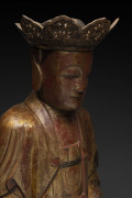 A Chinese lacquered wooden figure of Buddha seated in dhyanasana, Ming Dynasty, 15th/16th century, 73cm high, PROVENANCE: Sotheby's Dec Arts Sale 30th November, 2010, lot 1216 - 2