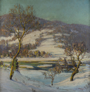 WALTER KOENIGER (German/American, 1881 - 1943), 'Winter Afternoon', oil on canvas, signed lower right "W. Koeniger", 80cm x 80cm