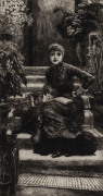 JAMES JACQUES JOSEPH TISSOT (French, 1836 - 1902), La Souer Ainée (The Older Sister), drypoint etching, 29cm x 15cm - 2