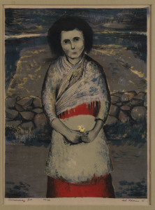 TATE ADAMS (Irish/Australian, 1922 - 2018), "Connemara Girl", colour lithograph 24/50, signed lower right "Tate Adams '55", 30.5cm x 23cm