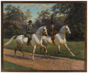 OSCAR MERTE (German, 1873 - 1938), Riders in the Park, oil on canvas, signed lower right "O. Merte, Munchen, 1930", 138 x 167cm