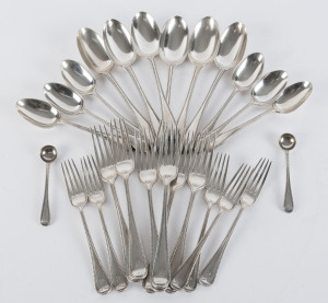 Twenty five pieces of Palatina pattern sterling silver flatware by George William Adams of London, circa 1871, 1670 grams total
