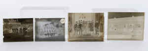 AUSTRALIAN CRICKET - PHOTOGRAPHIC NEGATIVES A group of four glass plate negatives (10 x 12.5cm or 10 x 8cm) depicting scenes involving Australian Teams on tour in England: