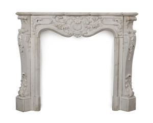 A French marble fire surround, 19th century, 127cm high, 145cm wide