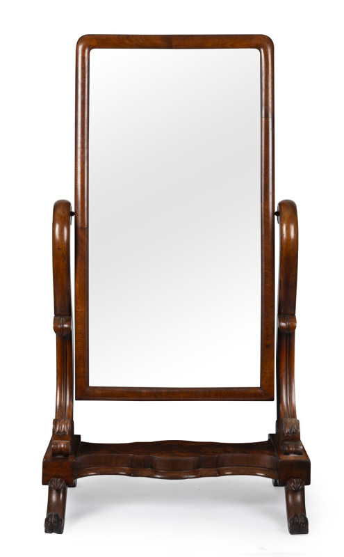 A Victorian mahogany cheval mirror, circa 1875, ​160cm high