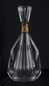 BACCARAT Crystal decanter made for CAMUS COGNAC with gilded collar, 20th century, acid etched factory mark, 30cm high.