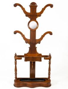 A hallstand, English walnut, 19th century, 193cm high, 90cm wide, 30cm deep