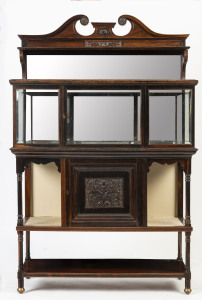 An Edwardian parlour display cabinet, English, rosewood, early 20th century, 145cm high, 95cm wide, 38cm deep