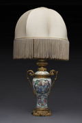 A Chinese Canton ware porcelain lamp with French Ormelau mounts and fittings, 19th century (later shade), 81cm high