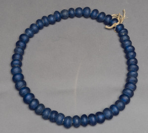 Tibetan blue glass bead necklace, 19th/20th century, 73cm long