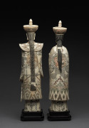 A pair of ancestral figures, carved and painted bone, 20th century, ​51cm overall - 2