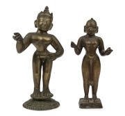 Two North Indian bronze offering figures, 19th century, the taller 22cm high - 2