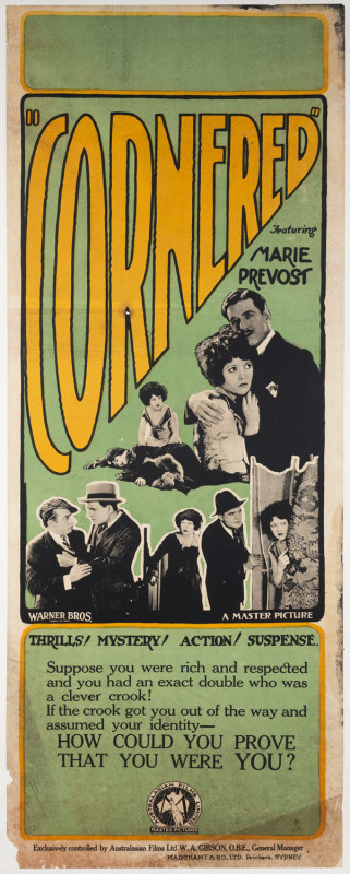 MOVIE POSTER CORNERED 1924 colour process lithograph, 101 x 38cm. Linen-backed.