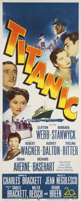 MOVIE POSTER TITANIC 1953 colour lithograph, printed in the USA ​starring Clifton Webb, Barbara Stanwyck.