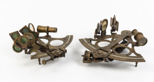 Two English brass sextants, 20th century 19cm and 24cm high