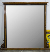 An impressive late Victorian over mantle mirror, walnut with ebonised trim, crica 1890, 182cm high, 190cm wide