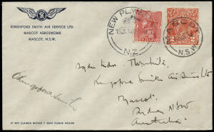 13 Jan.1934 (AAMC.350) Australia - New Zealand, flown cover for the 3rd Trans-Tasman flight in the 'Southern Cross'. Signed by the pilot, Charles Kingsford Smith. Cat.$650.