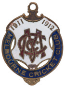 MELBOURNE CRICKET CLUB, 1911-12 membership badge, made by C. Bentley, No.1632.