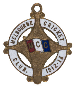 MELBOURNE CRICKET CLUB, 1912-13 membership badge, made by C. Bentley, No.1211.