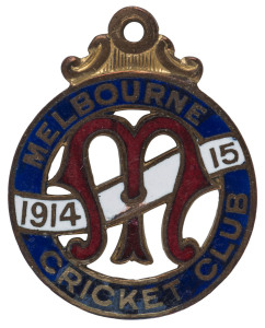 MELBOURNE CRICKET CLUB, 1914-15 membership badge, made by Stokes, No.3658.