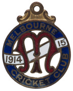 MELBOURNE CRICKET CLUB, 1914-15 membership badge, made by Stokes, No.3658.